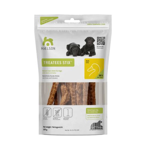 Maelson Treatees Stix Duck 100g - zdrowe przysmaki dla psa, suszone mięso z kaczki