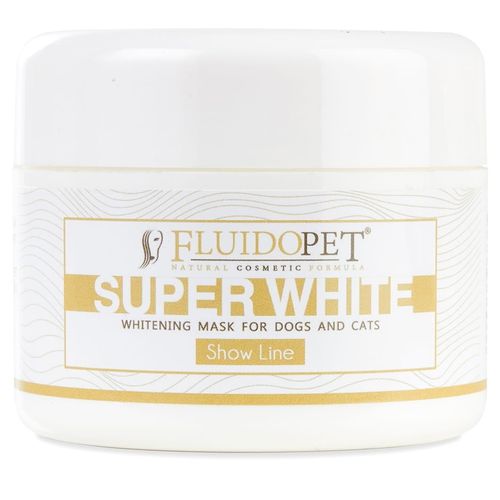 FluidoPet Super White Whitening Mask 100ml - profesjonalna maseczka wybielająca szatę dla psów i kotów wystawowych