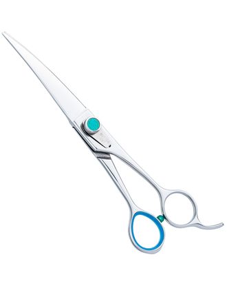 Geib Super Gator Curved Scissors - profesjonalne nożyczki groomerskie gięte z mikroszlifem, ergonomicznym uchwytem, ze stali nierdzewnej potrójnie hartowanej