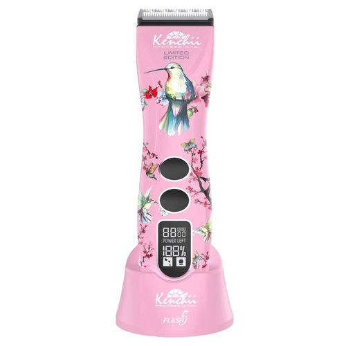 Kenchii Flash 5 Pink Cordless Clipper - profesjonalna maszynka bezprzewodowa, 5 biegowa z regulowanym ostrzem