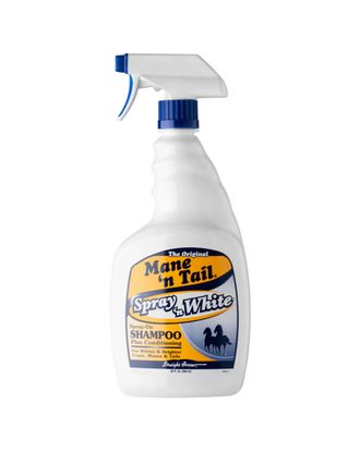 Mane'n Tail Spray'n White Shampoo - szampon z odżywką do białej, szarej i złotej sierści konia, w sprayu - 946ml