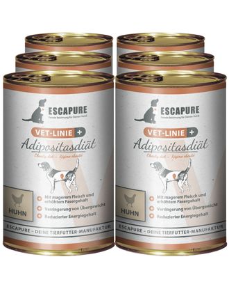 Escapure VET Adipositasdiat Huhn - mokra karma dla psów z nadwagą, kurczak - 6x 400g