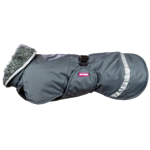 Perus Pomppa for Harness Graphite - kurtka zimowa dla psa, z otworem na szelki, szara