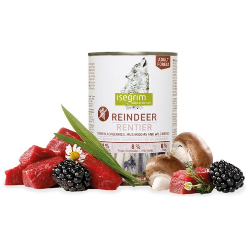 Isegrim Adult Reindeer & Blackberries - mokra karma dla dorosłych psów z reniferem, jeżynami i dzikimi ziołami, 400g