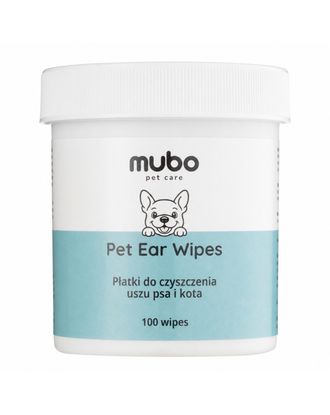 Mubo Pet Ear Wipes 100szt. - jednorazowe płatki do uszu psa i kota, nasączone płynem czyszczącym