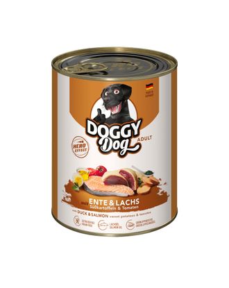 Doggy Dog Duck & Salmon - bezzbożowa mokra karma dla psa, z kurczakiem i królikiem - 800g