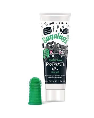 Bugalugs Dental Care Kit 75g - pasta do zębów dla psa i kota, ze silikonowa szczoteczką na palec