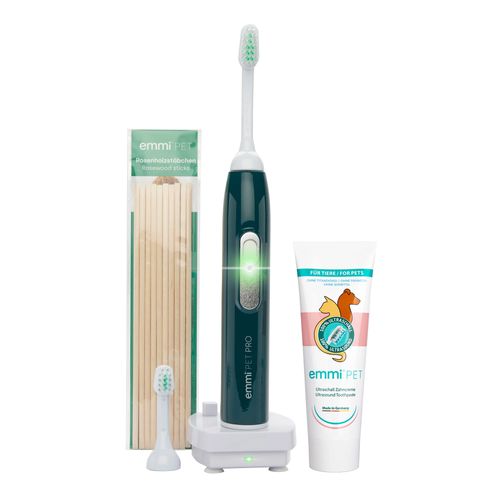 Emmi-Pet PRO Basic Set - szczoteczka ultradźwiękowa dla psa, bezgłośna, zestaw z 2 końcówkami