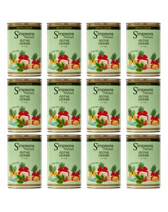 Simpsons Premium Festive Dinner - Grain Free Wet Dog Food with Turkey, Duck and Goose - 12x 400g