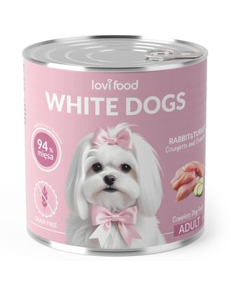 Lovi Food White Dogs Rabbit & Turkey - Wet Food For White-coated Dogs, Hypoallergenic, Grain-free - 6x 800g