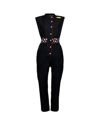 Artero Palermo Black Jumpsuit - kombinezon groomerski z akcentem w kropki i pudle