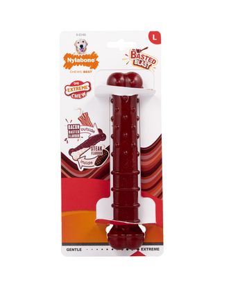 Nylabone Power Chew Basted Blast Bone - twardy gryzak dla psa, dwusmakowa kość, bekon i stek