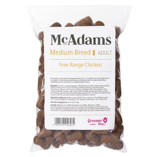 McAdams Medium Breed Free Range Chicken 100g - wypiekana karma dla średniego psa, kurczak z wolnego wybiegu - próbka