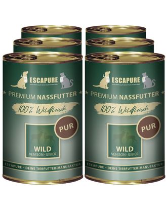 Escapure Wild Pur - mokra karma dla psa i kota, 100% dziczyzna - 6x 400g