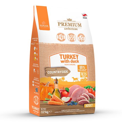 Pokusa Premium Selection Turkey & Duck - bezzbożowa karma dla dorosłego psa, indyk i kaczka