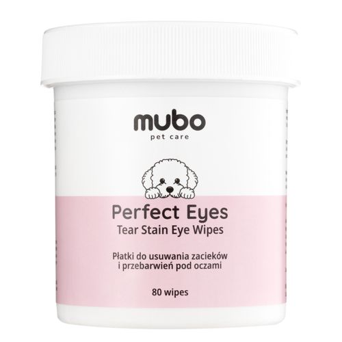Mubo Perfect Eye Tear Stain Eye Wipes 80szt. - płatki do usuwania zacieków i przebarwień pod oczami psa i kota